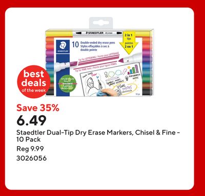 Staedtler Dual-Tip Dry Erase Markers, Chisel & Fine - 10 Pack
