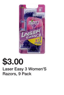 Laser Easy 3 Women'S Razors, 9 Pack