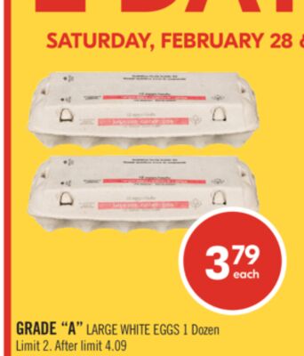 GRADE "A" LARGE WHITE EGGS