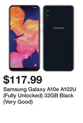 Samsung Galaxy A10e A102U (Fully Unlocked) 32GB Black (Very Good)