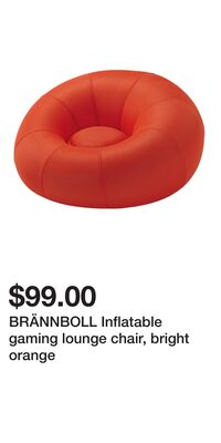 BRÄNNBOLL Inflatable gaming lounge chair, bright orange