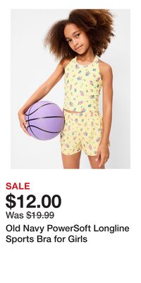Old Navy PowerSoft Longline Sports Bra for Girls