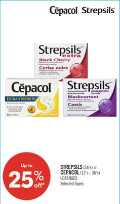 STREPSILS (36's) or CEPACOL (12's - 36's) LOZENGES
