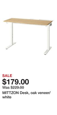 MITTZON Desk, oak veneer/white