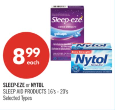 SLEEP-EZE or NYTOL SLEEP AID PRODUCTS