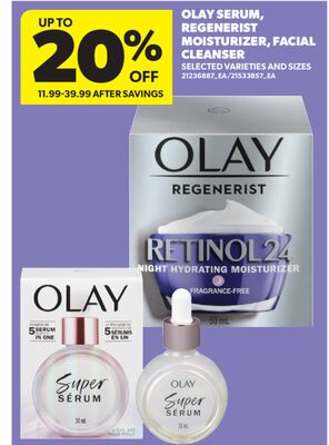 OLAY SERUM, REGENERIST MOISTURIZER, FACIAL CLEANSER