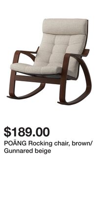POÄNG Rocking chair, brown/Gunnared beige