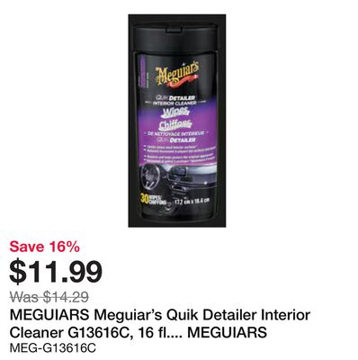 MEGUIARS Meguiar's Quik Detailer Interior Cleaner G13616C, 16 fl. oz. (473 ml), 6/Case