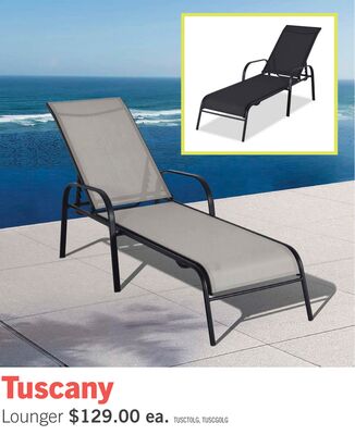 Tuscany Outdoor Patio Lounger with Adjustable Backrest - Metal, UV & Weather Resistant - Beige/Black