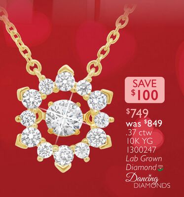 New Brilliance Lab Grown 0.37CTW Dancing Diamond Pendant in 10K Yellow Gold