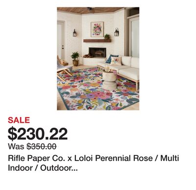 Rifle Paper Co. x Loloi Perennial Rose / Multi Indoor / Outdoor Area Rug