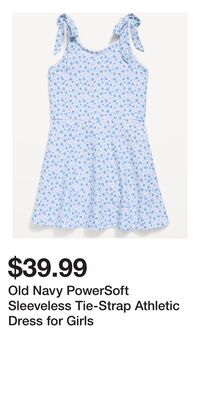 Old Navy PowerSoft Sleeveless Tie-Strap Athletic Dress for Girls