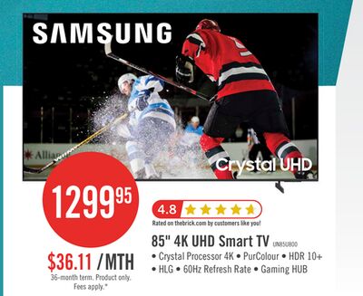 SAMSUNG 85" U8000 Crystal 4K UHD Smart Tizen OS TV (UN85U8000FFXZC) - 2025 Model