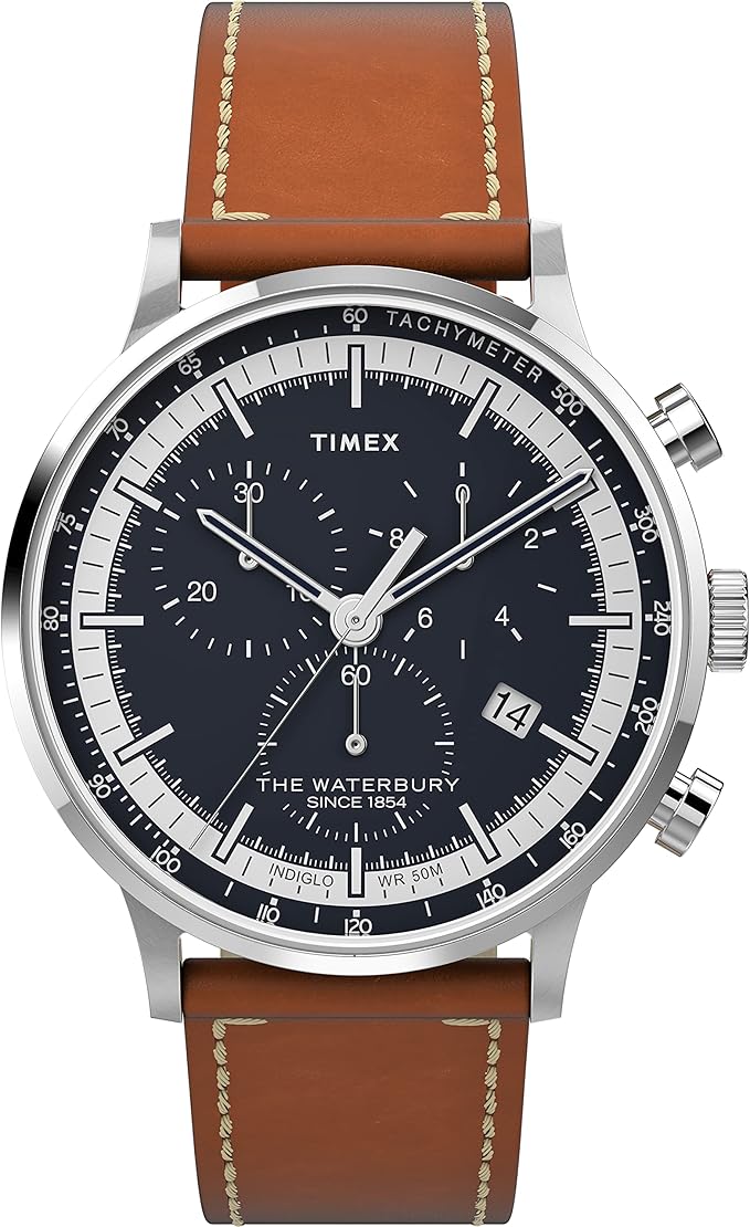 Timex Mens Chronograph Watch Waterbury with Leather Strap - $73.92 (38% off - reg $120)