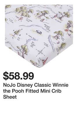 NoJo Disney Classic Winnie the Pooh Fitted Mini Crib Sheet