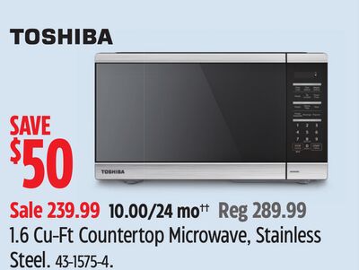 Toshiba 1.6 Cu-Ft Countertop Microwave, Stainless Steel