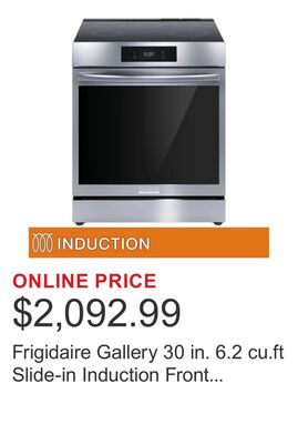 Frigidaire Gallery 30 in. 6.2 cu.ft Slide-in Induction Front Control Range with Air fryer and Total Convection