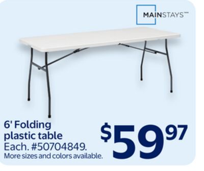 6' Folding plastic table