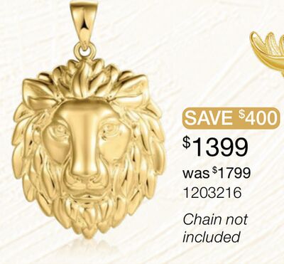 10K Yellow Gold Lion Head Pendant