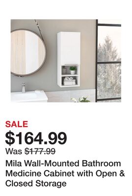 Mila Wall-Mounted Bathroom Medicine Cabinet with Open & Closed Storage