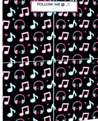Internet Famous Plastic Scene Setter Background Decoration, Black/Pink, Music Notes, 14.5-in, 4-pk, for Birthday Party