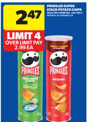 PRINGLES SUPER STACK POTATO CHIPS, 148/156 G