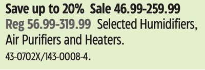 Selected Humidifiers, Air Purifiers and Heaters