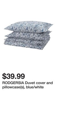 RODGERSIA Duvet cover and pillowcase(s), blue/white