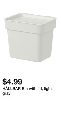 HÅLLBAR Bin with lid, light gray