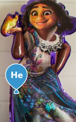 Disney Encanto Mirabel/Star/Round Satin Foil Balloon Bouquet, Purple/Pink, 5-pk, Helium Inflation & Ribbon Included for Birthday Party Balloons