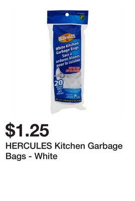 HERCULES Kitchen Garbage Bags - White