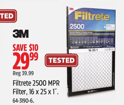 Filtrete 2500 MPR Filter, 16 x 25 x 1˝