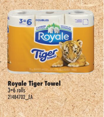 ROYALE TIGER TOWEL, 3=6 ROLLS
