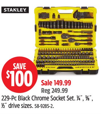 Stanley 229-Pc Black Chrome Socket Set