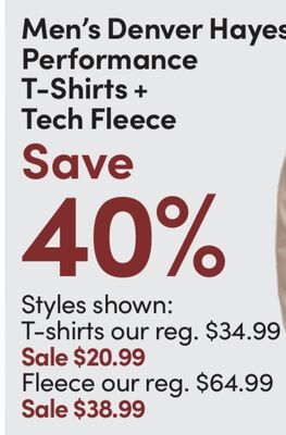 Men's Denver Hayes Performance T-Shirts + Tech Fleece