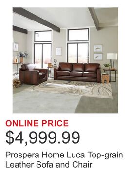 Prospera Home Luca Top-grain Leather Sofa and Chair