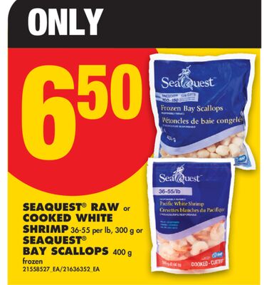 SEAQUEST® RAW OR COOKED WHITE SHRIMP, 36-55 PER LB, 300 G OR SEAQUEST® BAY SCALLOPS, 400 G