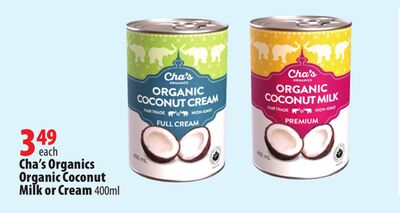 Cha's Organics Organic Coconut Milk or Cream