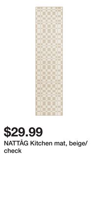 NATTÅG Kitchen mat, beige/check