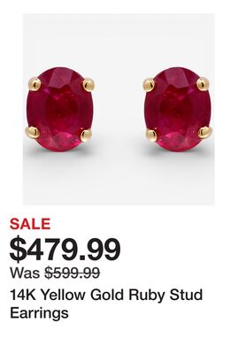14K Yellow Gold Ruby Stud Earrings