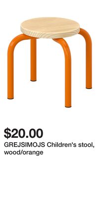 GREJSIMOJS Children's stool, wood/orange