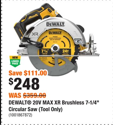 DEWALT® 20V MAX XR Brushless 7-1/4" Circular Saw (Tool Only)