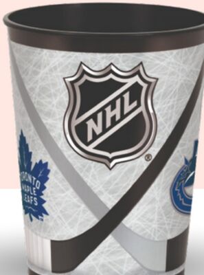 National Hockey League NHL Plastic Reusable Cups, Grey/Black, 16-oz, for Sports Party