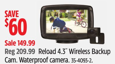 Reload 4.3˝ Wireless Backup Cam. Waterproof camera