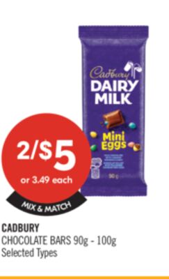 CADBURY CHOCOLATE BARS