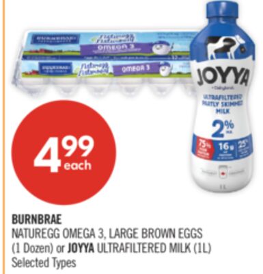 BURNBRAE NATUREGG OMEGA 3, LARGE BROWN EGGS (1 Dozen) or JOYYA ULTRAFILTERED MILK (1L)