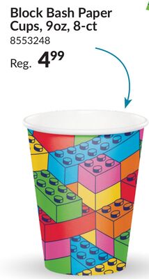 Block Bash Paper Cups, 9oz, 8-ct