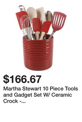 Martha Stewart 10 Piece Tools and Gadget Set W/ Ceramic Crock - Navy Blue