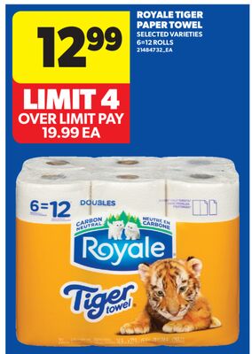 ROYALE TIGER PAPER TOWEL, 6 = 12 ROLLS