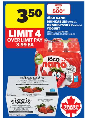 IÖGO NANO DRINKABLES, 6X93 ML OR SIGGI'S SKYR, 4X100 G YOGURT SELECT